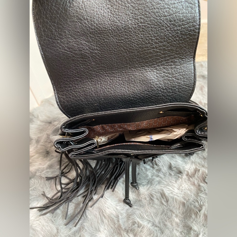 NWT Black Fringe vegan Leather Backpack - Picture 4 of 7